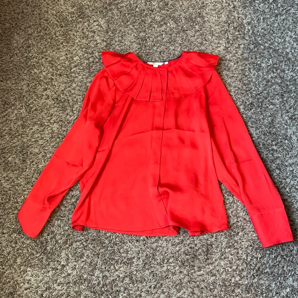 Red Boden front button blouse.